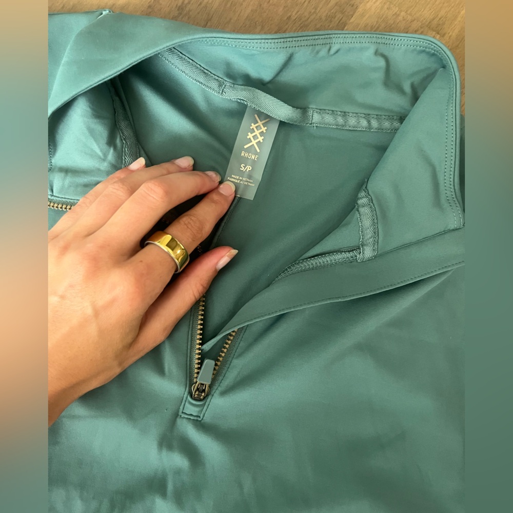 Rhone - Course to Court Sleeveless Zip Mock - Small Green Sea